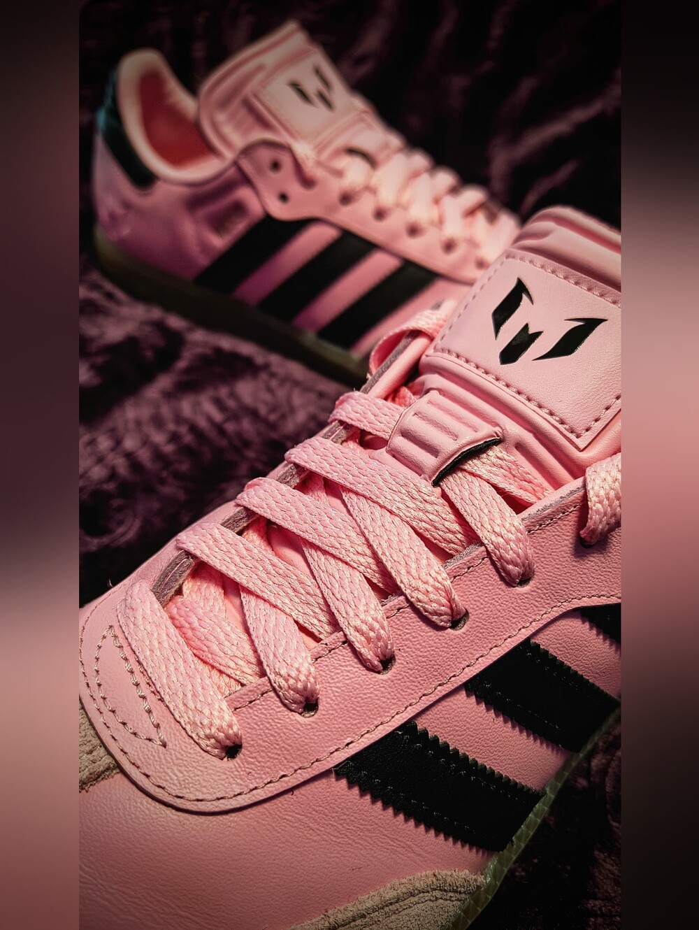 (NWOT) Adidas "Samba Messi" Light Pink/Black/Gum. . .